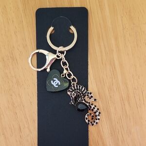 CHANEL Authentic Charm With Upcycled Gold and Black Seahorse Key Holder